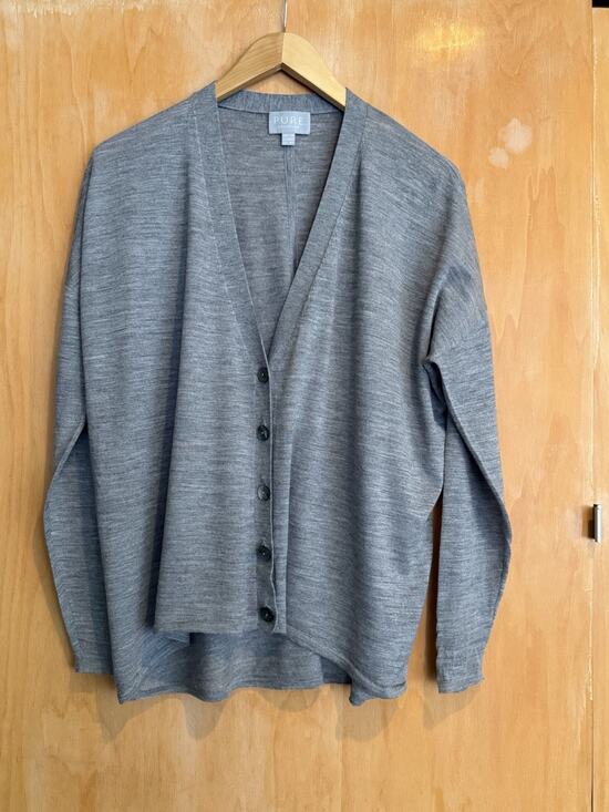 Pure Collection Sweaters - Pure Collection 100% Superfine Wool Soft Cardigan Sweater Size Medium Gray FLAW